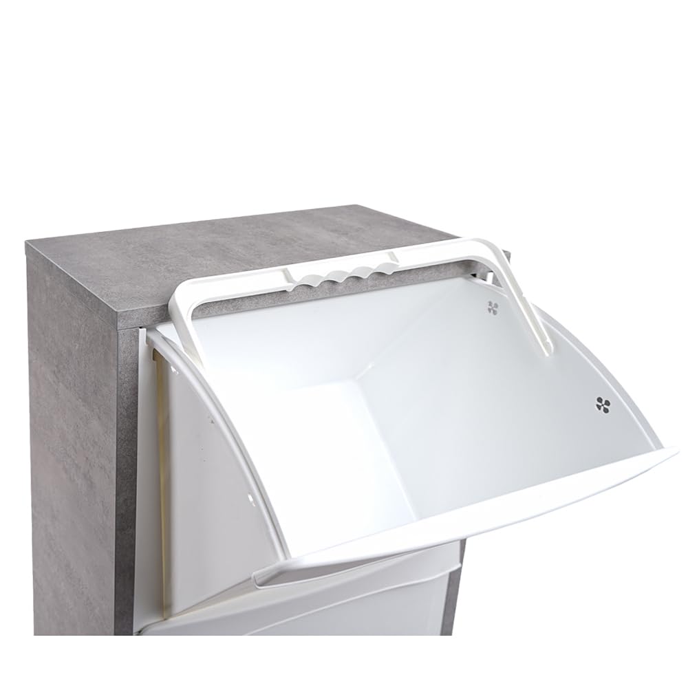 Liberoshopping Mobile in legno per raccolta differenziata 3 vani 25X40 CM H 101 CM (Cemento)