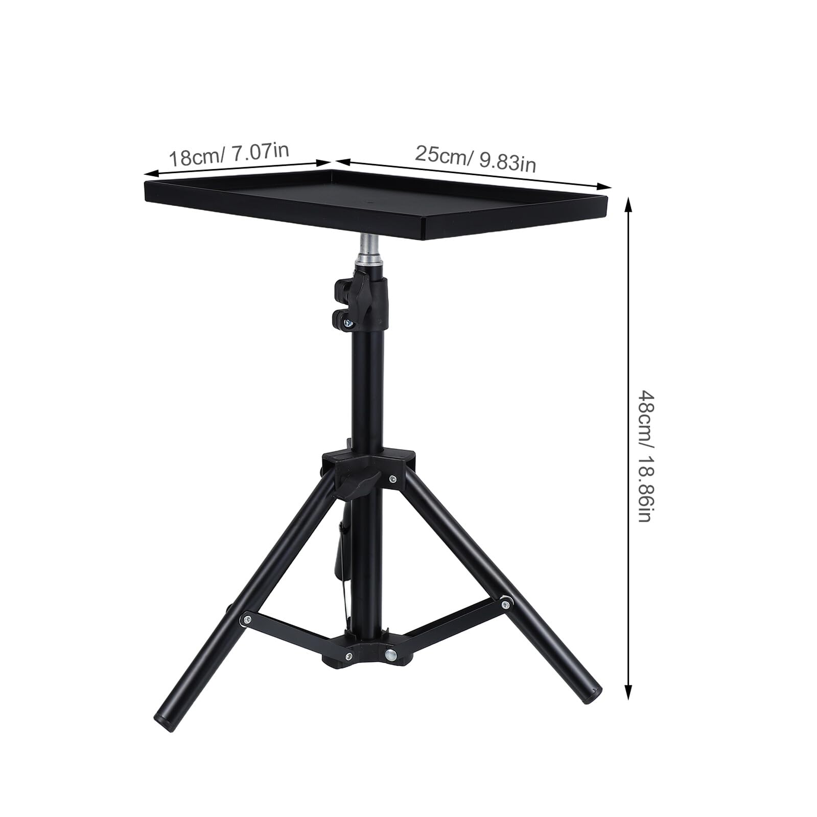Supporto Proiettore Treppiede Regolabile Nero, Altezza 30-50 Cm | Piano in Abs e Ferro, Design a Tripode, Uso Desktop e Comodino, Installazione Semplice