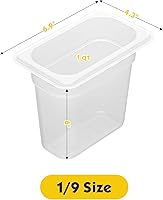 Vista 11 de 6 Pack 1/6 Size 4'' Deep Plastic Food Pans with Lids, Translucent, Commercial, BPA-free, Stackable Storage for Restaurants, Buffets