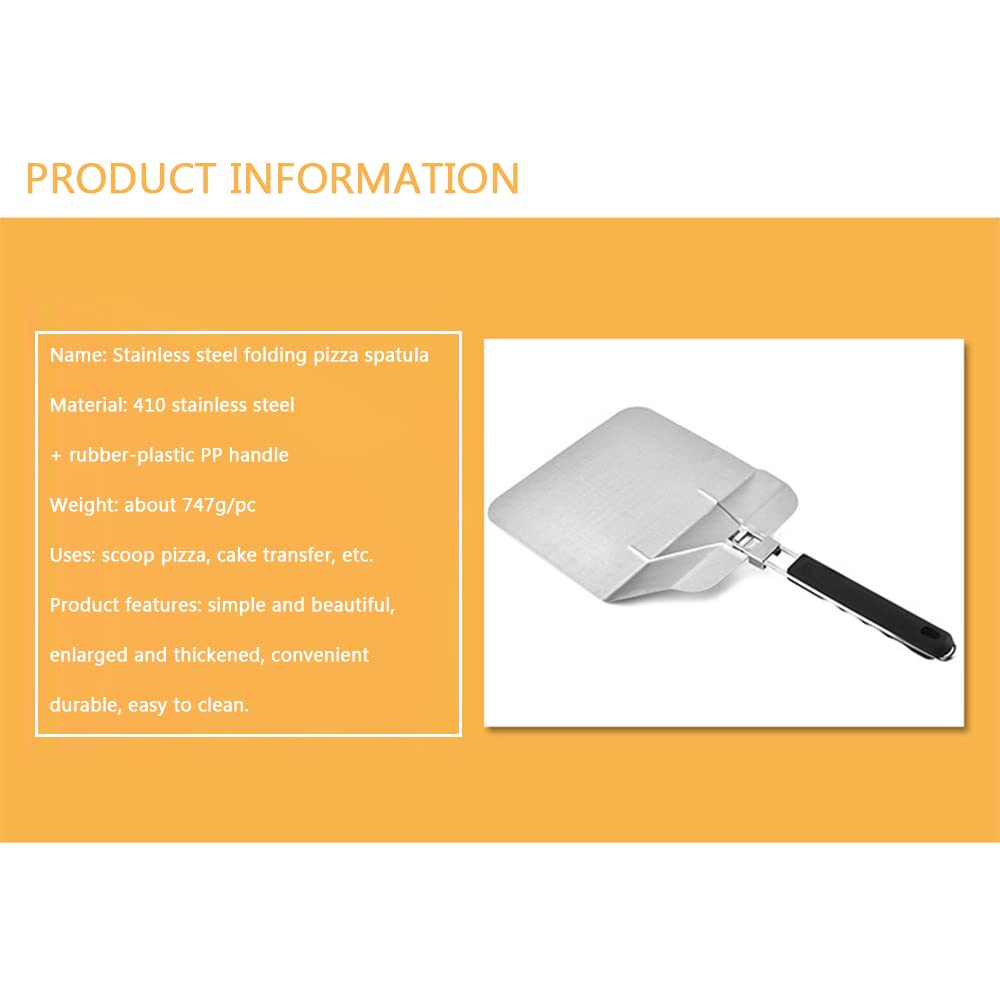Klickschaufel aus rostfreiem Stahl mit kostenlosen Pizza -Rädern, Pizzaschaufelpaddel mit faltbarem Griff für einfache Lagerung, Premium -Pizza -Turner,B