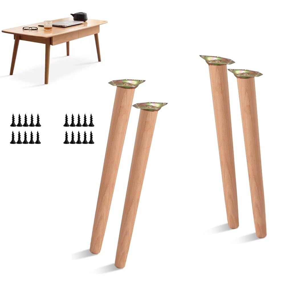 Juego De 4 Patas De Muebles De Madera 20 40 60cm Patas para Mesa De Centro Cónicas, Patas De Repuesto Inclinado para Somier Sillas Sofás Gabinetes(60cm/24in)