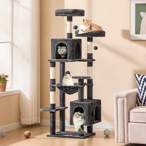 Arbre à chat stable anti-basculement avec grandes niches et griffoirs - 3