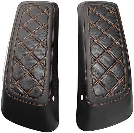 Motorcycle Saddlebag Lid Covers Brown Diamond Stitching Saddlebag Speaker Lid Bra Fit for Harley Touring Models Road King Street Glide Road Glide Electra Glide Ultra Classic 2014-2023 Baggers