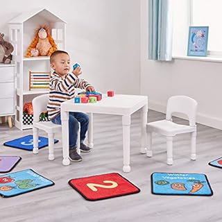 Liberty House Toys Plastic Table and Two Chair Set, White, H x 43.5cm W x 51cm D