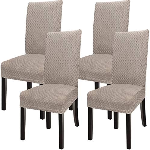 NORTHERN BROTHERS Chair Covers for Dining Room Set of 4, Stretch Fit Washable Removable Spandex Kitchen Table Parsons Chair Protectors Slip Covers, Khaki