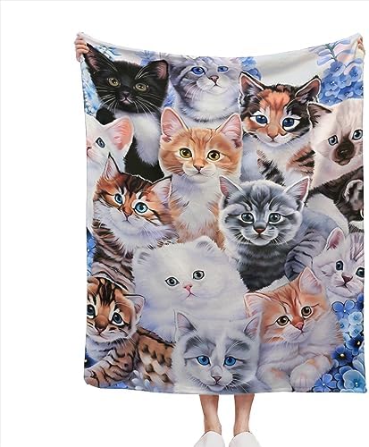 Collage Kitten Fleece Blanket for Bed, 40″x30″ Cute Fleece Throw Blanket for Girls, Women, Men and Kids – Super Soft Plush Cat Blankets for Cat Lovers Kitty Cats Print Throws Blankets