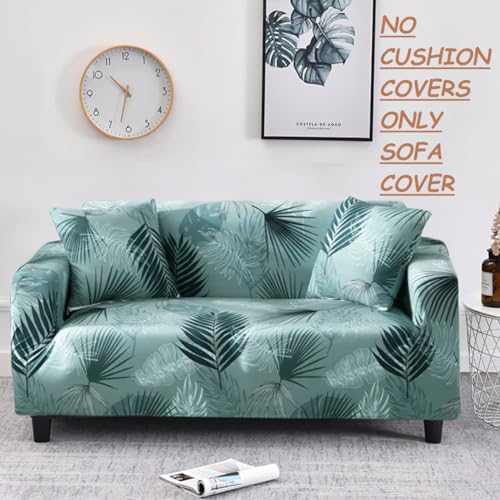 Image of Gurnoor Universal Triple Seater Sofa Cover Big Elasticity Cover for Couch 140 GSM Sofa Slipcover (Green-Leaf, 185-230cm)