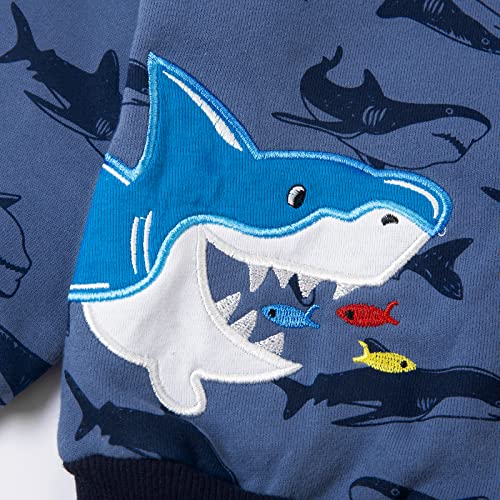 Image of Popshion Boys Toddler Cartoon Dinosaur Hoodies Jacket Cool Long Sleeve Zipper Hooded Sport Sweatshirt Coat for Kids 1-7 Years