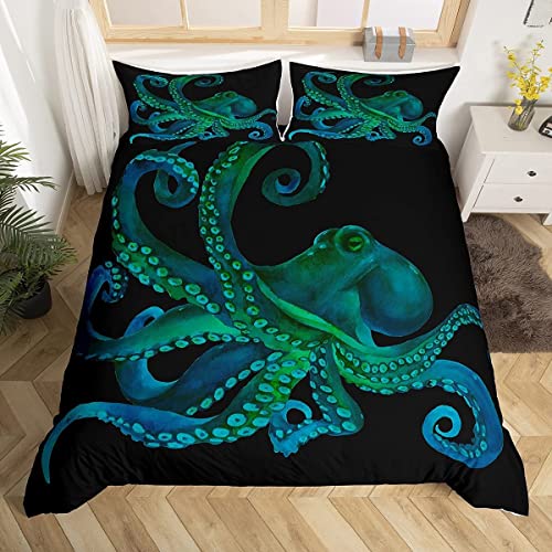 Limited Discount Erosebridal Octopus Bedding Set Sealife Duvet Cover Ocean Animal Comforter Cover for Kids Teens Adult,Decoration 3 Pcs Bedding Set (1 Duvet Cover 2 Pillowcases) King Size,Black Green Product Deal Erosebridal Octopus Bedding Set Sealife Duvet Cover Ocean Animal Comforter Cover for Kids Teens Adult,Decoration 3 Pcs Bedding Set (1 Duvet Cover 2 Pillowcases) King Size,Black Green