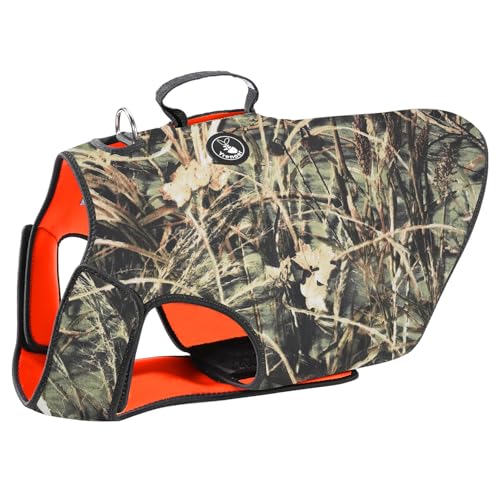 yrenoer Dog Hunting Vest - Reversible Reflective Tactical Style(Camo/Orange) 4.5mm Neoprene Waterproof Lightweight Reflective Gear for Small/Medium/Large Breeds (M)