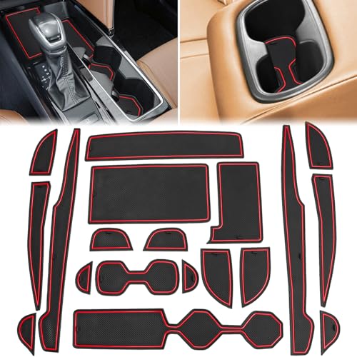 Auovo Cup Holder Inserts Liners Compatible with Toyota Camry Accessories 2025 2026 Car Custom Center Console Cup Holder Door Pockets Mats Pads for New 2025 Camry 19-PCS (Red Trim)