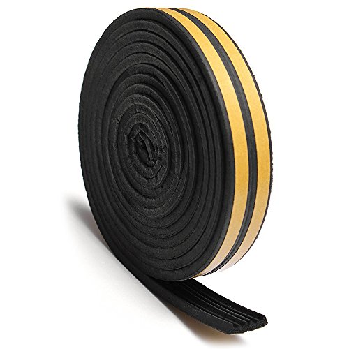 Burlete aislante de caucho EPDM de Dealglad, autoadhesivo, para puertas y ventanas, negro, E type 5m Cover