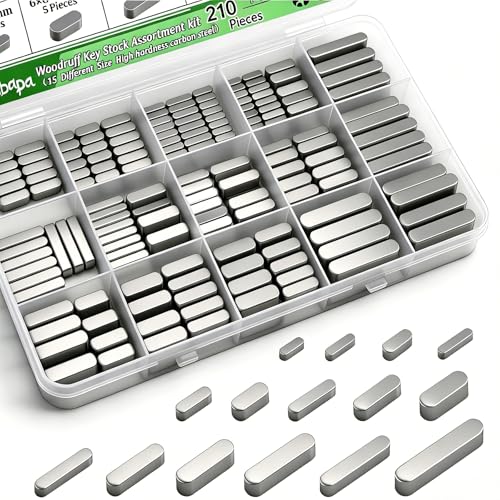 Image of 210PCS Round Ended Feather Key,8mm-30mm Stainless Steel Round Ended Feather Key with 15Size,Keyway Tension for Fasteners Mechanical Industry,Shaft Feather Key for Fastening Connection Square Key Stock