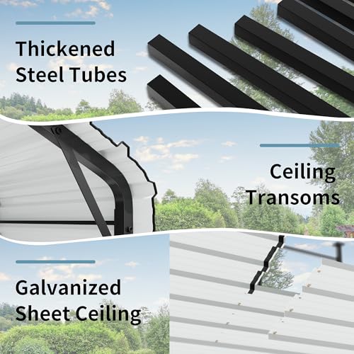 Image of Shintenchi 12x20 FT Metal Carport, Oversized Carport Garage with Enhanced Base, Outdoor Galvanized Car Shelter, Heavy Duty Carports Canopy, for Car, Boats and Tractors, White