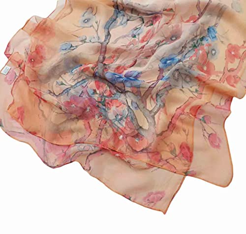 Image of Pokeedioty Scarfs for Women Lightweight Scarves Elegant Floral Pattern Sheer Scarfs Shawls Wraps