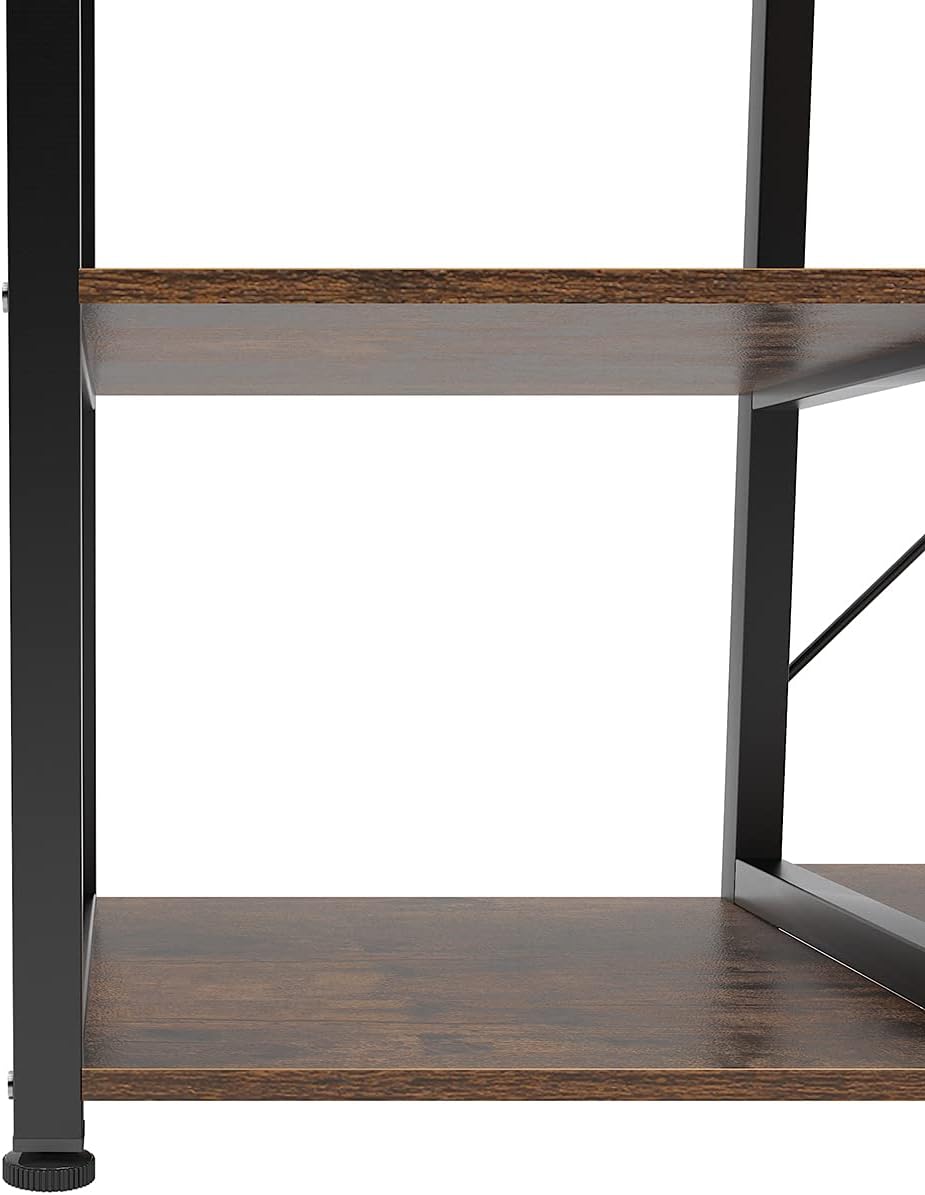 soges 35.4 Inch Kitchen Shelf Baker's Rack Utility Microwave Oven Stand Kitchen Island Storage Cart, Vintage Brown