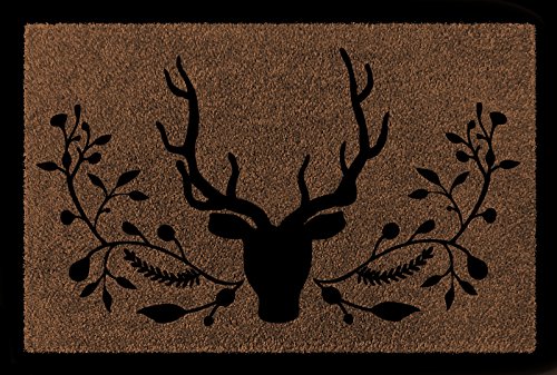 Interluxe TÜRMATTE Fußmatte Hirsch [ 4 ] Jäger Hobby Haustür Jagd Viele Farben Braun