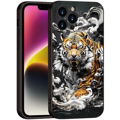 Printed with Tiger for iPhone 15 pro max case, Silicone Soft Shockproof case King Tiger Mysterious Cloud Pattern Prints- Imperial Grandeur(A2- Tigers-Animal)