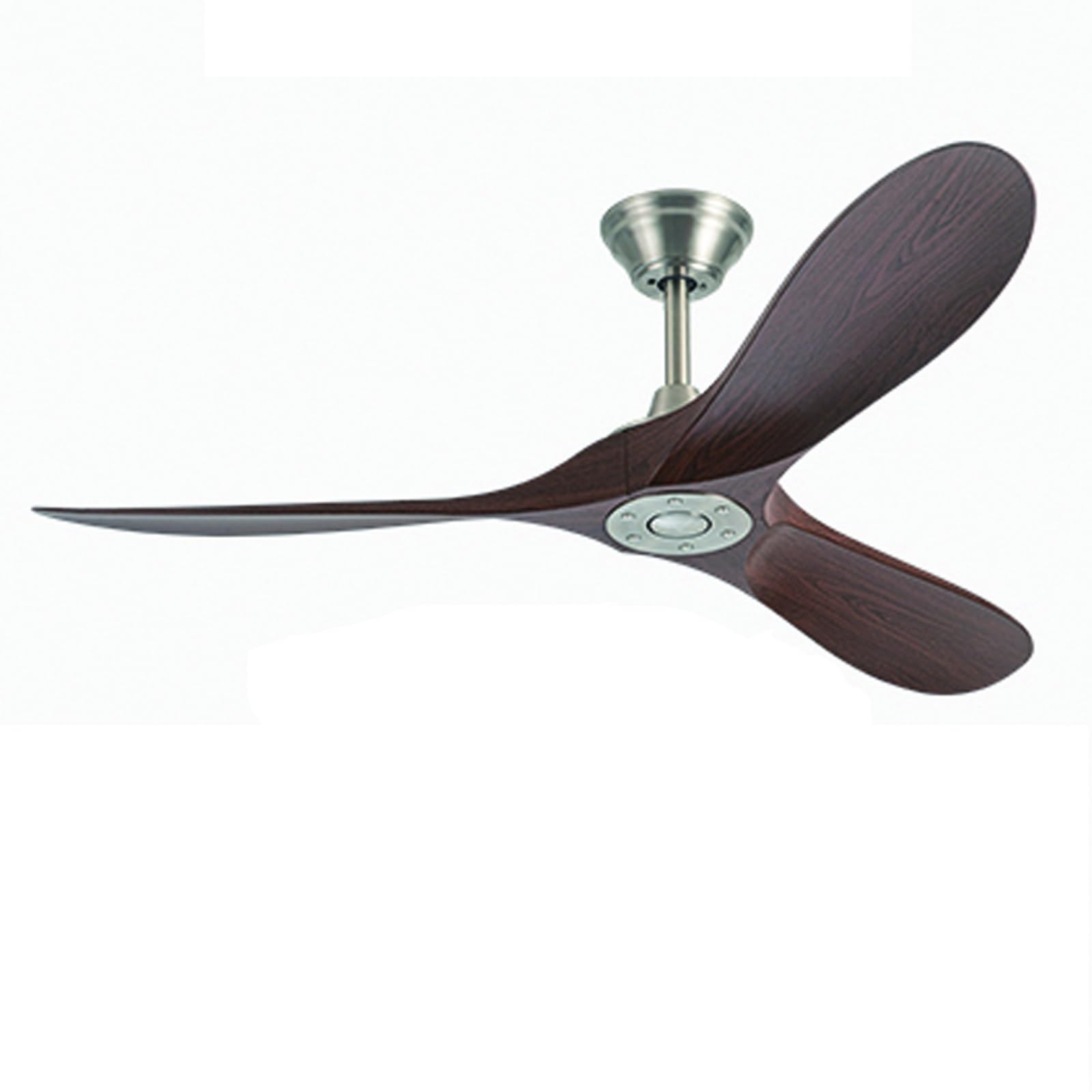 Ventilatore da soffitto con motore CC da 132 cm senza luci - Telecomando, 3 pale in rovere, funzionamento silenzioso reversibile, ideale per camera da letto, soggiorno, hotel (marrone, 52 pollici)