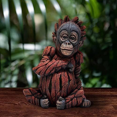 Escultura Enesco Edge Baby Orangutan 7.875 Pulgadas Naranja miniatura 5