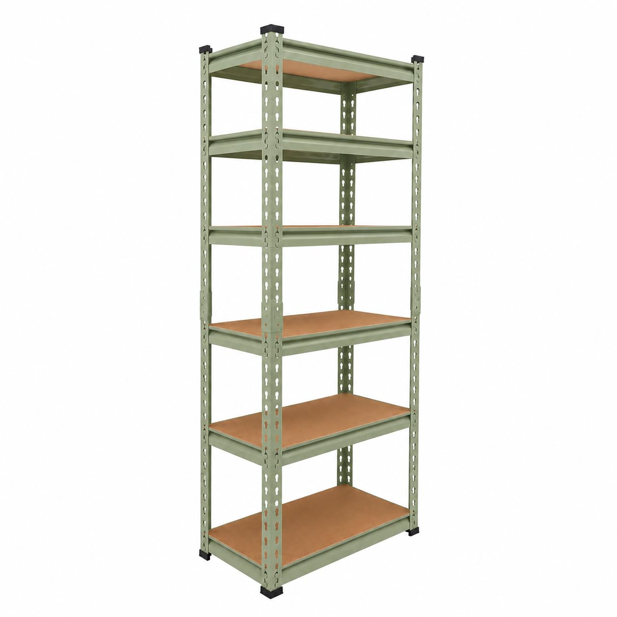 BonKaso Adjustable 6-Shelf Metal Storage Rack | Heavy-Duty Steel Boltless Rivet Utility Shelving Unit for Garage, Kitchen & Office | 62 Inches Height (62 x 24 x 12 in) – Olive Green-picture-14