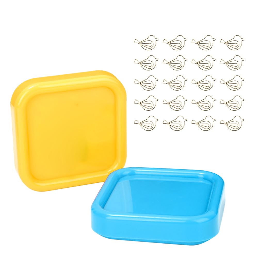 BEIWAOK 2pcs Magnetic Paper Clip Holder for Office Desk,Magnetic Paper Clips Holder with Bird shaped Paper Clips (20 Pieces),Organizer Container Securely Hold Paperclips Staples Push Pins Hairclips