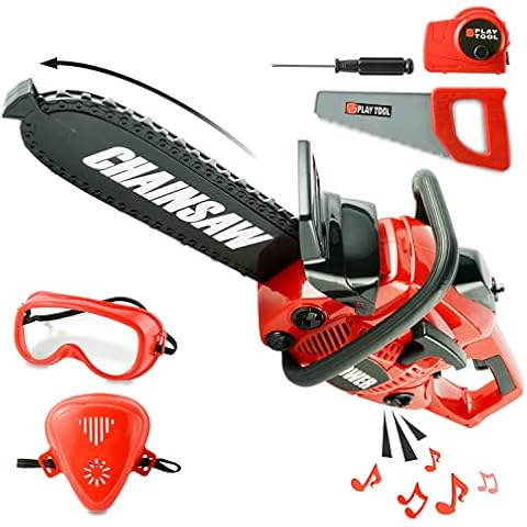 Toy Choi's Toy Chainsaw - Chainsaw Toy for Kids Power Tool Set with Realistic Sound, Pretend Play Kids Chainsaw Tool Set for Outdoor Gardening Play - kids toy for Boys Girls Ages 3 4 5 6 7 8 Years Old Cover