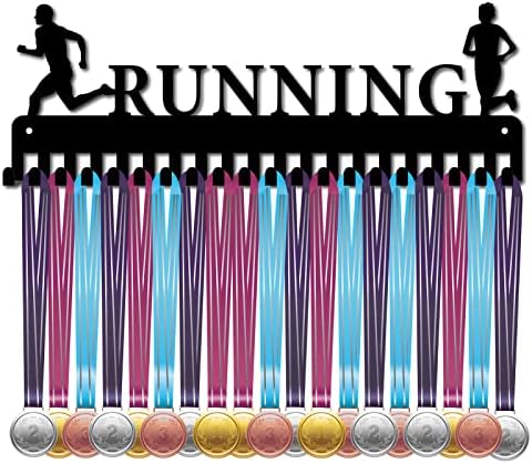 CREATCABIN Swimming Medal Holder Swimmer Sport Medals Hanger Athlete Awards Display Stand Wall Rack Mount Decor Stainless Steel Metal Hanging for Home Badge Medalist Gymnastics Over 60 Medals, Silver