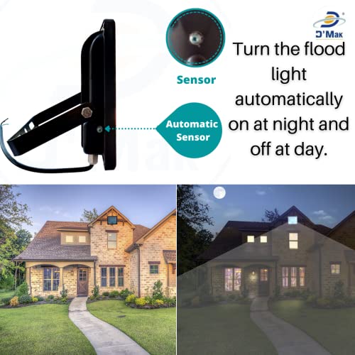 Image of D'Mak 100 Watt LED Flood Light Grey Body Down Chock Waterproof IP65 for Outdoor Purposes (1, White)