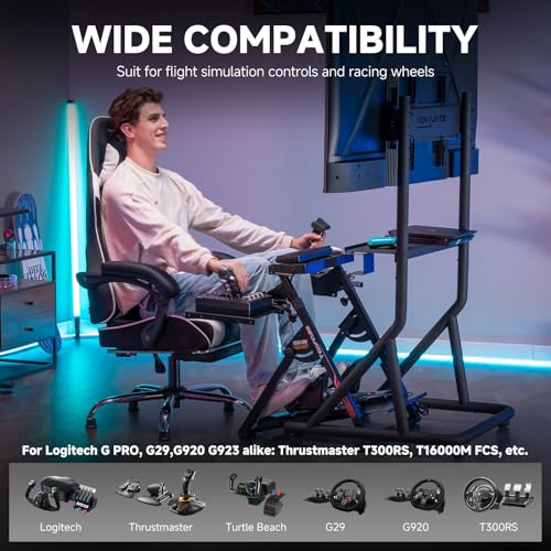 Image of GTPLAYER Flight & Sim Racing Wheel Stand Simulator Cockpit Racing Steering Shifter and Flight Control Mounts Fit for Logitech /Thrustmaster /PXN Gaming Devices, Electronic Devices NOT Included, Black