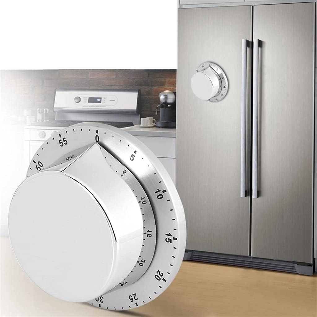 Stainless Steel Kitchen Timer with Magnetic Base Manual Mechanical Cooking Countdown Tools Gadgets