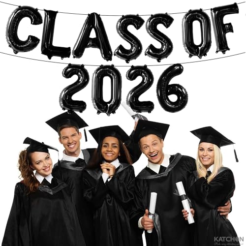 Image of KatchOn, Black Class of 2026 Balloons - 16 Inch | Graduation Balloons Banners | Black Graduation Decorations 2026 | Class of 2026 Banner for Class of 2026 Decorations, Graduation Party Decorations
