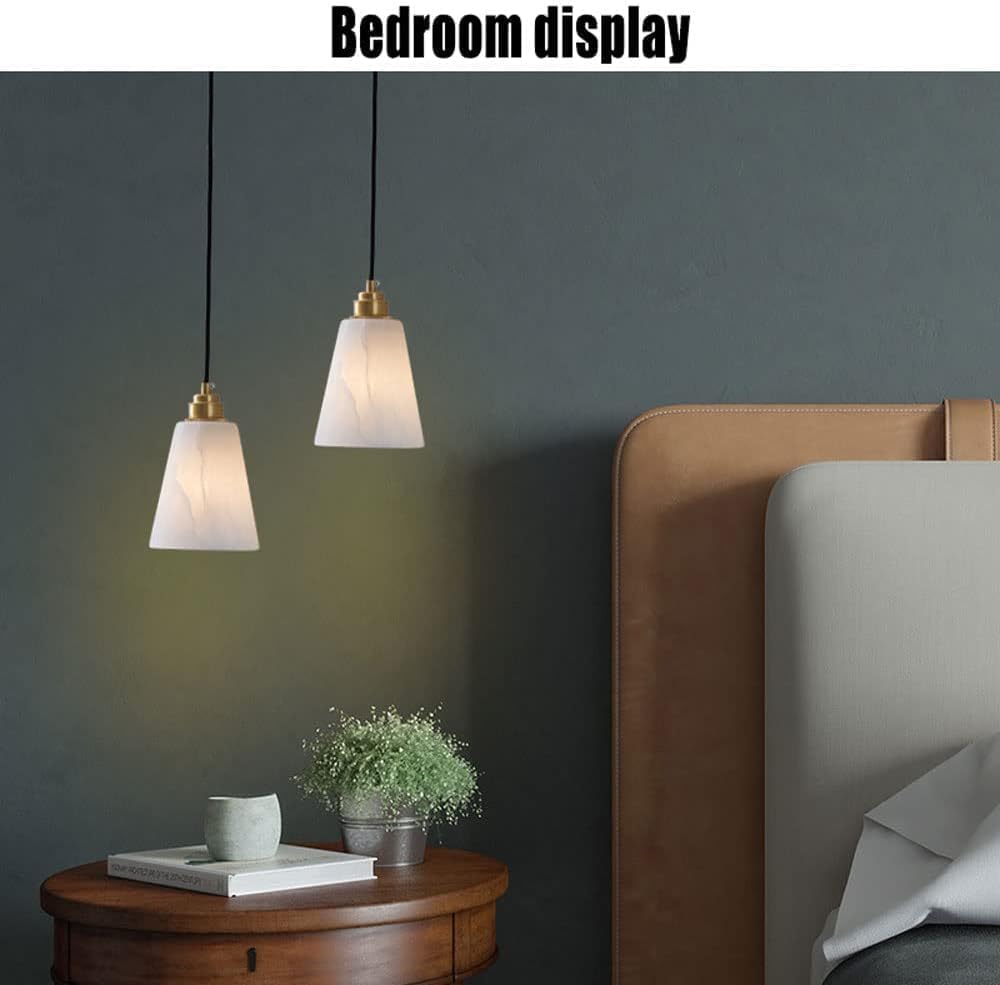 Hertl Iluminación colgante blanca Material de mármol Lámpara de material de mármol natural Lámpara colgante de estilo japonés vintage Lámpara de techo de lujo Cable ajustable Lámpara de base E27