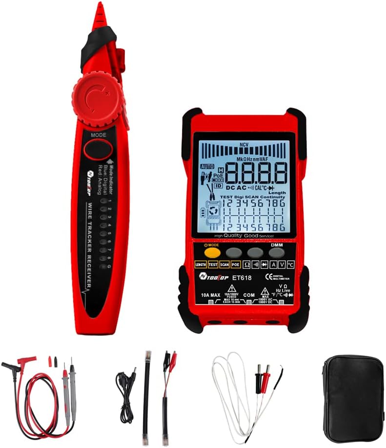 Line,TOOL ET618 Handheld Portable Cable Tester wi L Display Analogs
