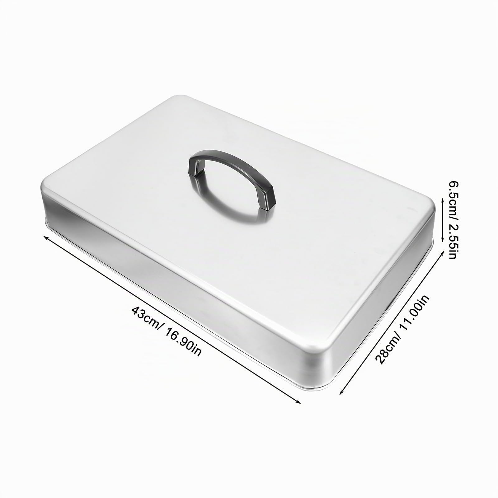 Tapa Rectangular de Acero Inoxidable para Plancha Grill, Cúpula Resistente para Derretir Queso y Cocinar al Vapor, Cubierta 43.5x28.3x6.6 Cm, Accesorios para Barbacoa y Cocina