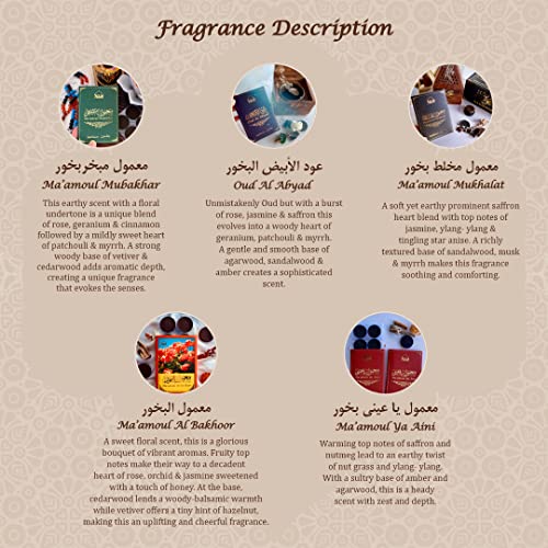 Maamoul Bakhoor Variety Box & Burner By Dukhni | Authentic Arabic Oud Bakhoor Incense | 10 Pcs Bakhoor, 5 Mixed Scents | عود بخور مبخرشمعدان #TOP4