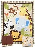 Bedtime Originals Jungle Buddies 3 Piece Crib Bedding Set, Brown/Yellow