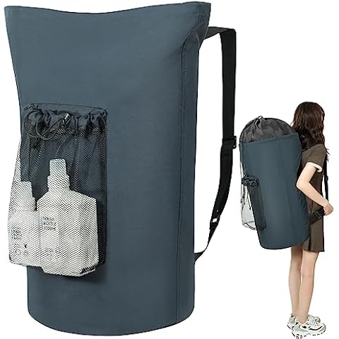 WOWLIVE Laundry Bag Backpack,115L Extra Large Travel Laundry Hamper Bag with Mesh Pocket & Adjustable Shoulder Straps Laundry basket bag for College Dorm,Laundromat,Apartment,Students (Dark Grey) Cover