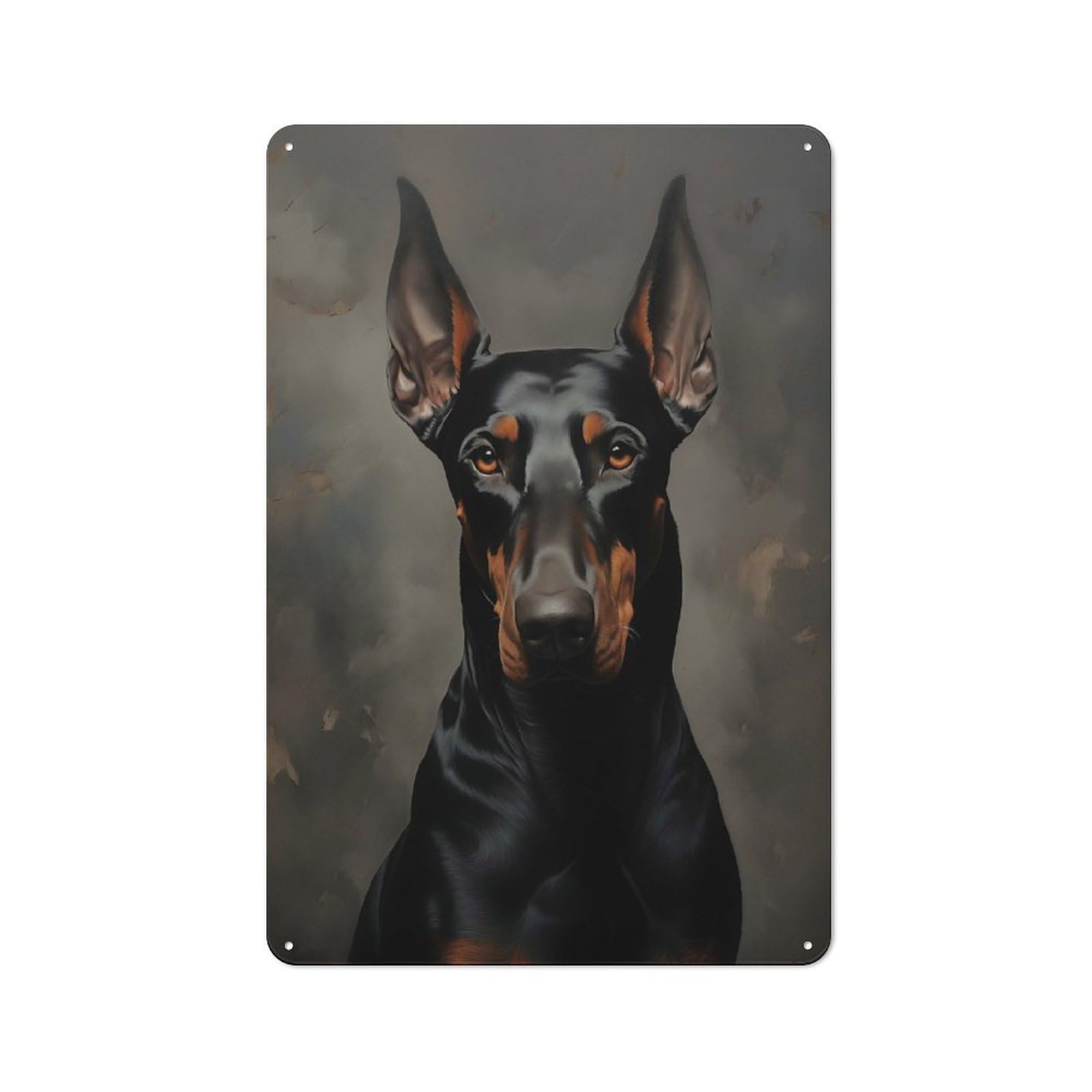 Junmoney Style-22 Tin Wall Plaque 30X20cm With Doberman Portrait For Studio Or Craft Room, For Kitchen, Dining Room And Home Bar Wall Decor