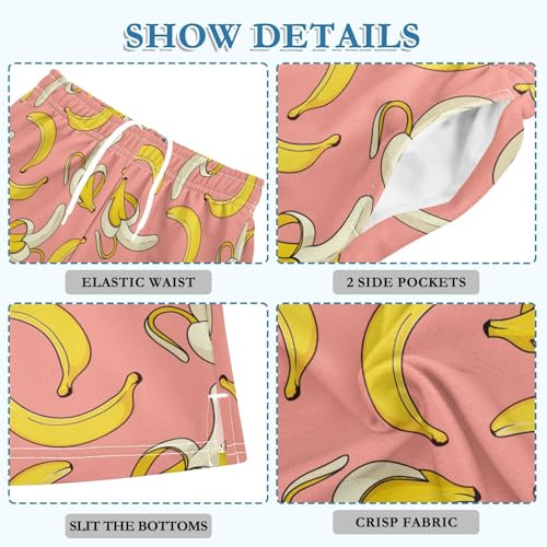 ALAZA Banana Cute Boys Athletic Shorts Casual Shorts with Pockets Bottom Pants Summer Athletic Running Shorts2