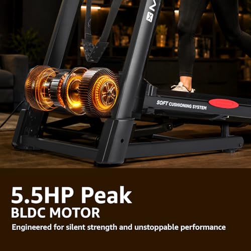 Image of Maxpro Dynamiq Pro 5.5 Hp Peak BLDC Motor |18km /h Speed |15 Level Motorized Incline |130Kg User Weight |Auto Incline Hydraulic Foldable Multifunction Treadmill for Home use