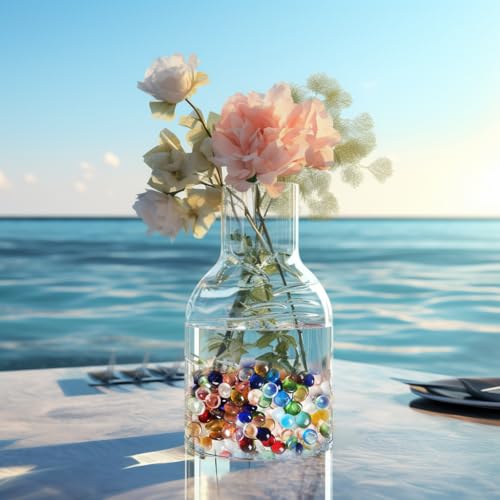 Image of HappyFiller 2 LB Decorative Glass Gems Colorful Flat Marbles Gemstones | Vases Fillers,Aquarium Fish Tank Pebbles,DIY Mosaic,Crafts,Floral Centerpieces,Mancala Replacement Beads,(10+ colors)