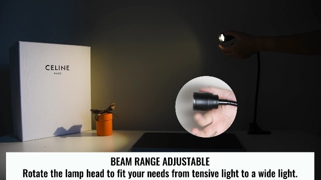 Image of Zoomable Clip on Lamp, USB LED Clamp Reading Light for Dorm Bed Headboard, Dimmable Spotlight with 3 Color Temperature Options, 10 Brightness Levels for Working, Studying, Sewing