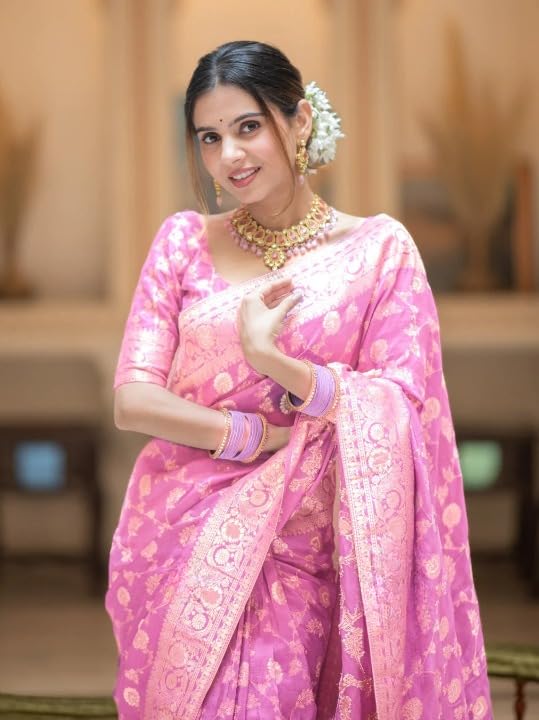 Image of Flosive Women's Soft Kangivaram Silk Saree With Copper Zari Weaving With Boluse