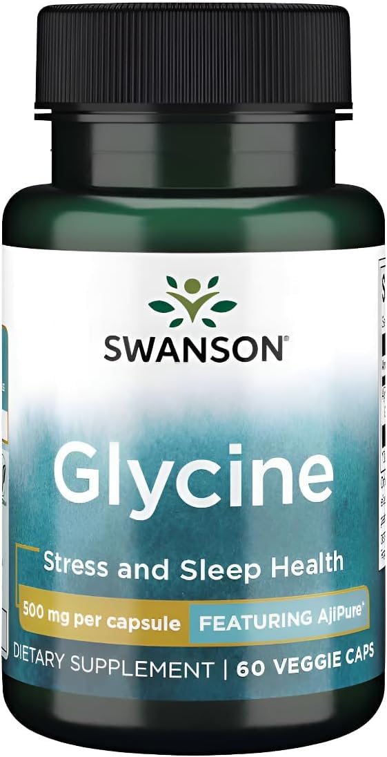 Swanson Ajipure Glycine Pharmaceutical Grade 500 mg, 60 Veg Capsules