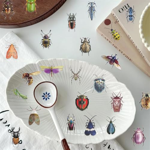 Image of 50PCS Cartoon Insects Stickers Aesthetic PET Transparent Insect Decal Waterproof Decorative Decals for Scrapbook DIY Crafts Album Bullet Journal Planner Water Bottles Laptop Phone (Insect)