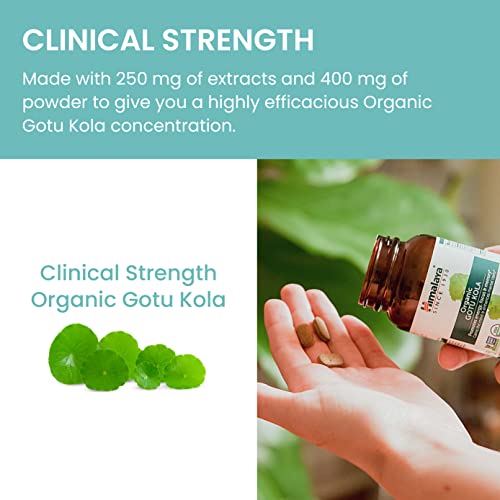 Himalaya Organic Gotu Kola, 45 Day Supply - Herbal Nootropic Supplement with Adaptogens for Energy, Focus, Memory, and Calming Relaxation - Vegan, Non-GMO, Gluten Free, 650 mg, 90 Caplets