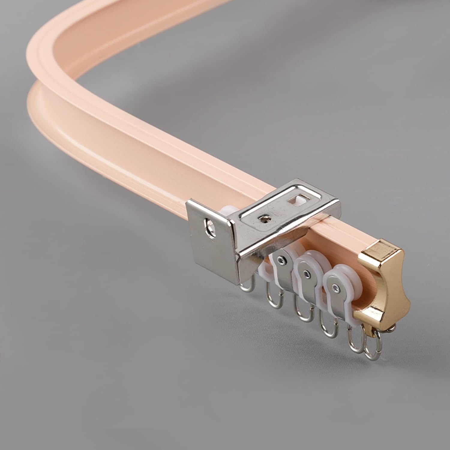 Bendable Wall Mount Curtain Rail System Flexible Aluminum Track for Luxurious Heavy Conjoined Curtains Silent Office and Home Decor,Pink 02 2X1.3M