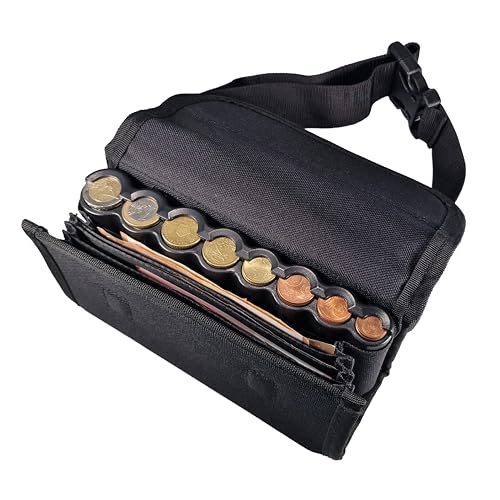 effektivo Portefeuille avec Distributeur de pièces et Ceinture de Transport - Portefeuille de Serveur avec Euro - Noir