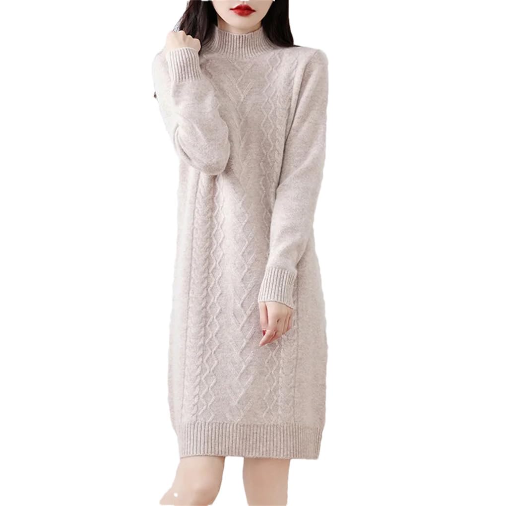 Maglione da donna in lana a collo alto a metà collo alto ispessito pullover di media lunghezza